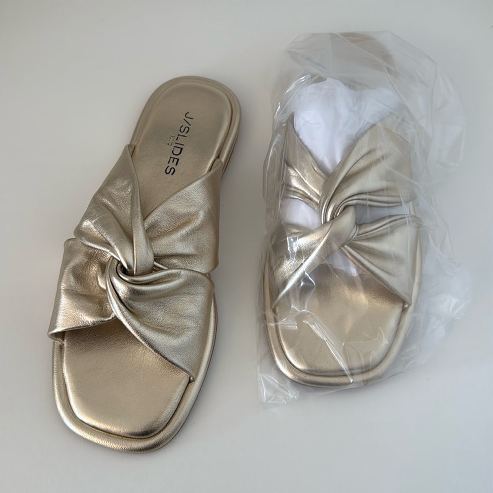 J/Slides Gold Knotted Sandals